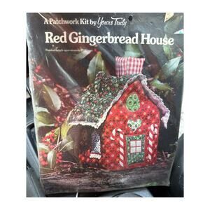 Red gingerbread house patchwork kit by yours truly new sealed vintage 1978